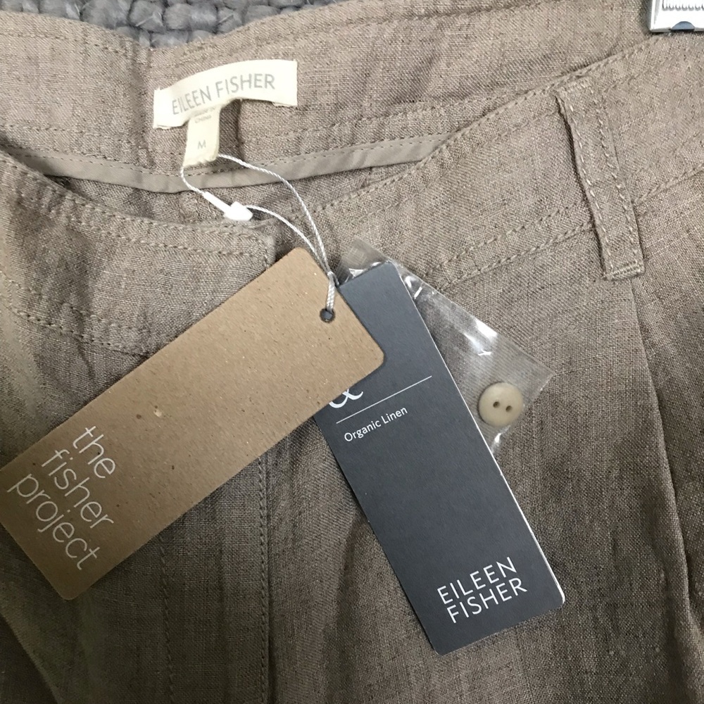 Eileen Fisher NWT 100% Linen cuffed Shorts- M - Picture 2 of 7